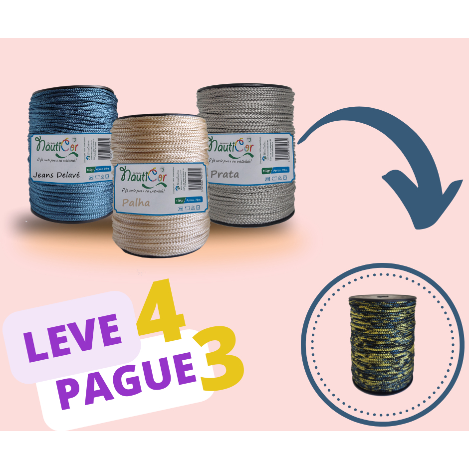 Kit Com 3 Fio Náutico Nauticor N°3 150gr Com 70 Metros Cada