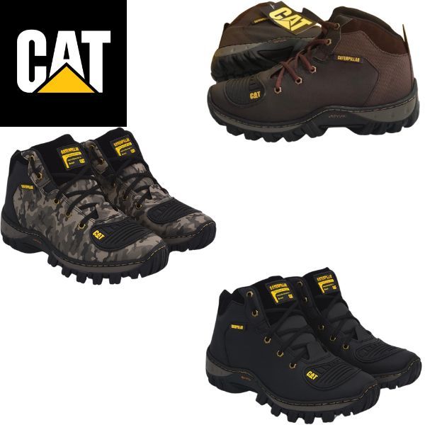 Bota Coturno Médio Caterpillar Adventure Masculina Robusta Sola de Borracha Bico Reforçado