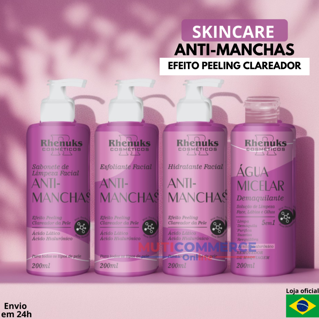 KIT Skincare Anti Manchas Clareador de Pele e Efeito Peeling Rhenuks