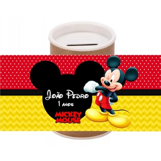 20 a 50- Rótulo Adesivo para personalizar cofrinho Mickey 6x9,5cm