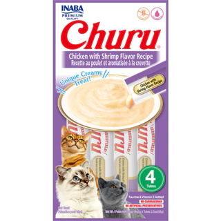 Petisco Purê Churu Galinha com aroma de camarão para Gatos - INABA