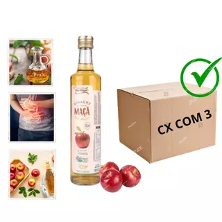 3 UND Vinagre de Maçã Orgânico - 4,2 Acidez - Fazenda São Roque 500 ml