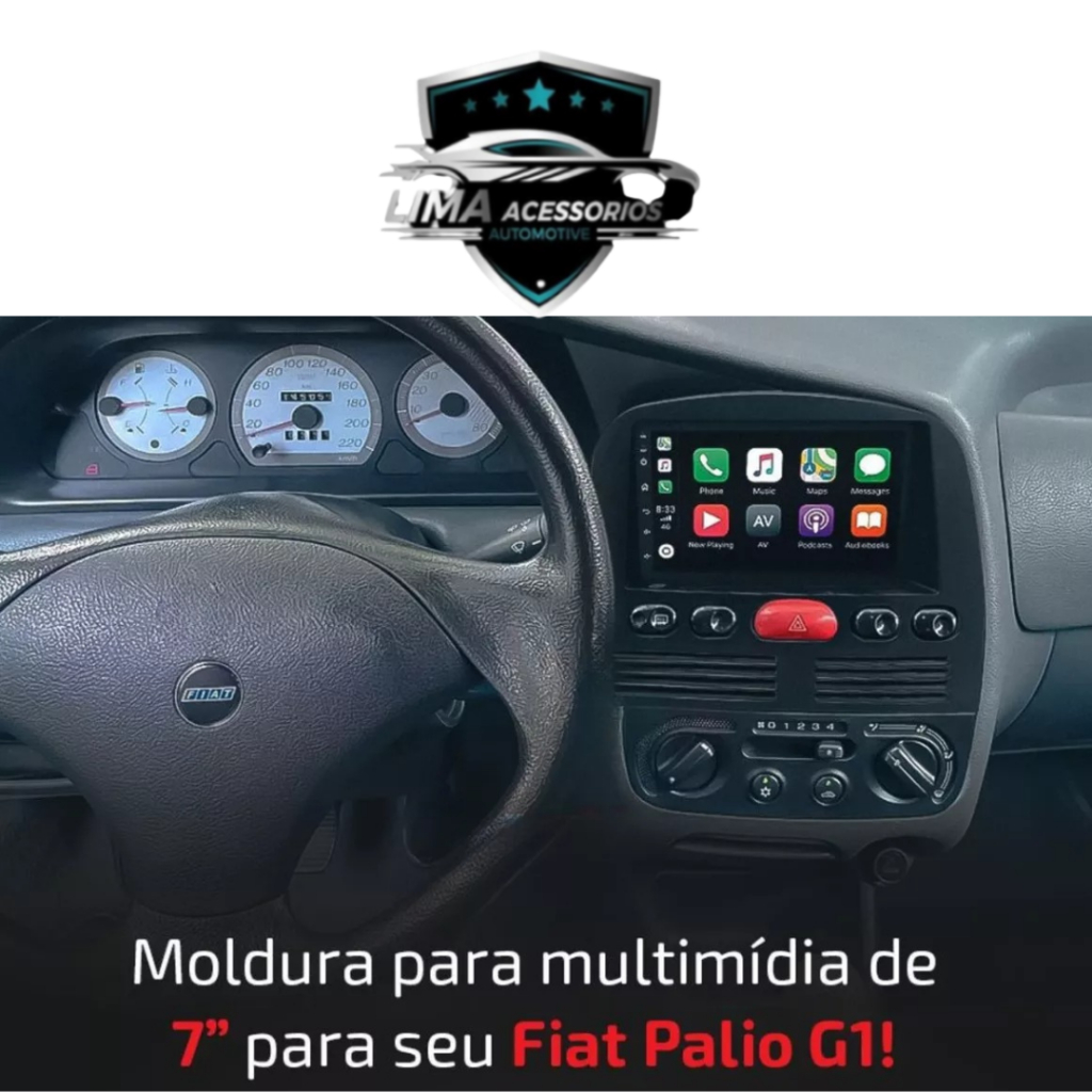 Moldura 2 Din Fiat Palio, Siena, Strada, Weekend G1 - 1996 à 2003 - Preto