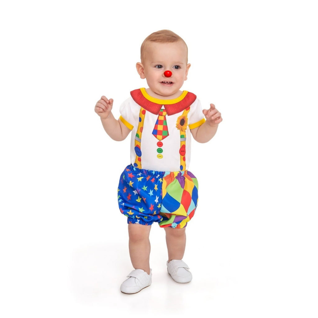 Fantasia Infantil Palhacinho Bebê Menino Circo Festa Carnaval Palhaço ...