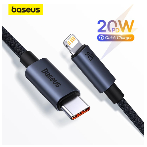 Cabo Carregamento Rápido Iphone Tipo C e Lightning BASEUS, Essager PD 20w ou 29w USB/Type C