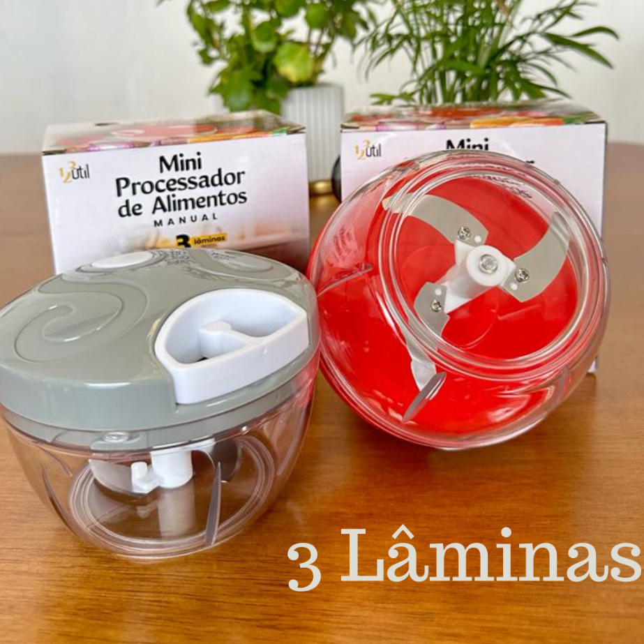 Mini Processador Triturador Alimentos Manual 500ml 3 Lâminas