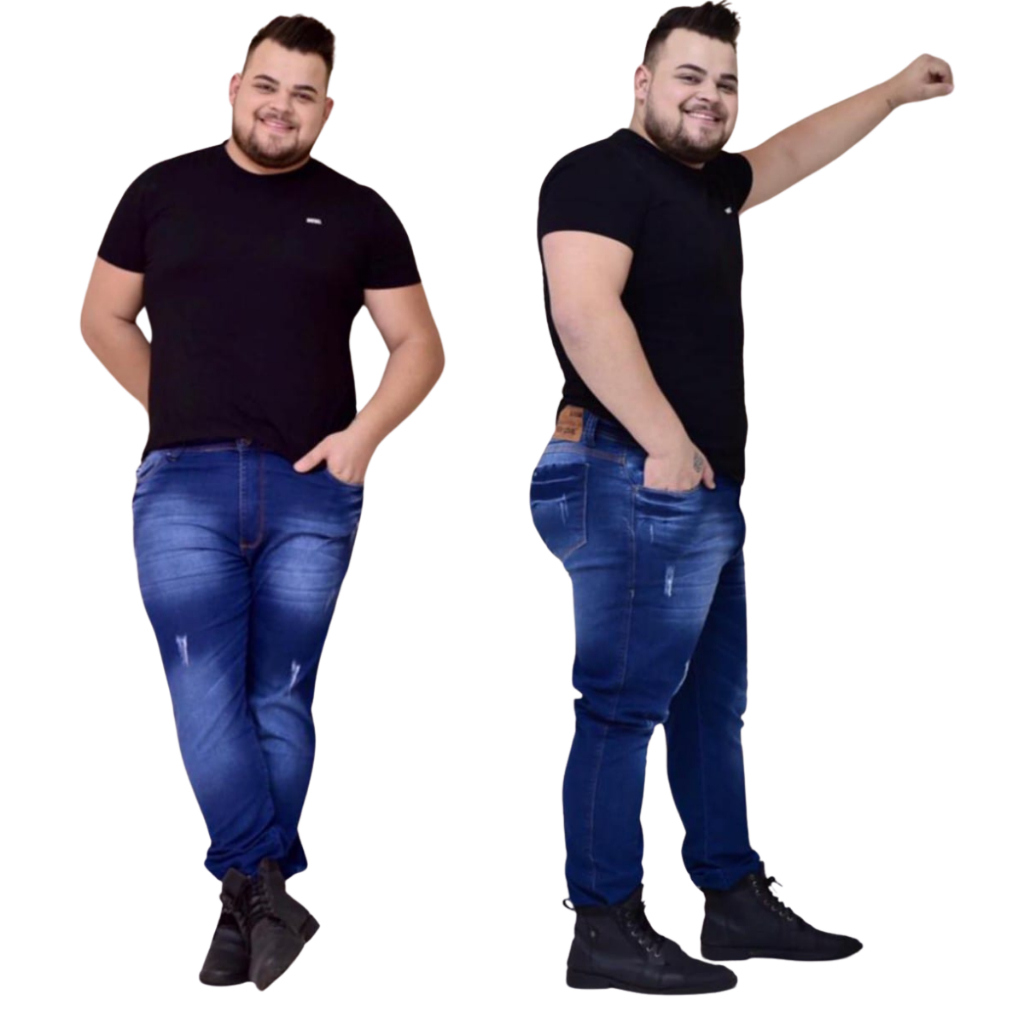 Calça Jeans plus size Masculina Slim tendencia premium