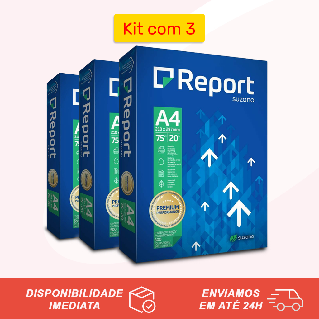 1500 Folhas KIT MEGA PROMO Papel Sulfite A4 Report Branco 75g