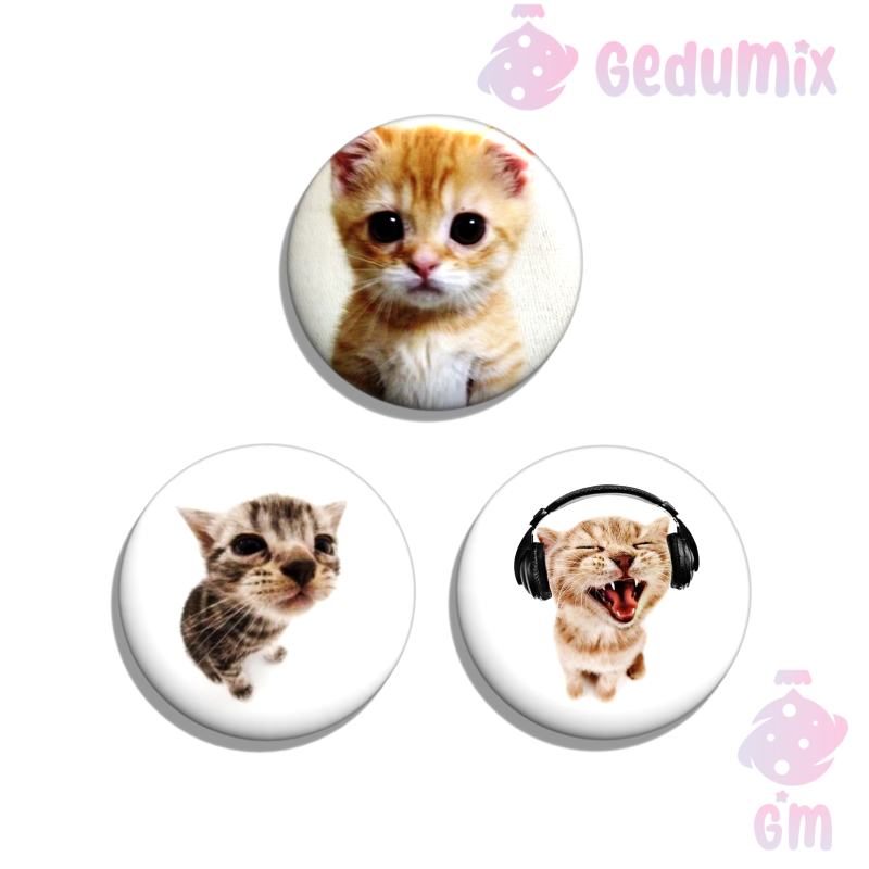 KIT 3 Bottons Broches CAT Memes de Gatinhos