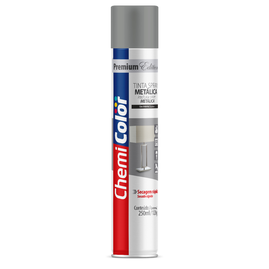Tinta Spray Metálica Prata 250ml Chemicolor