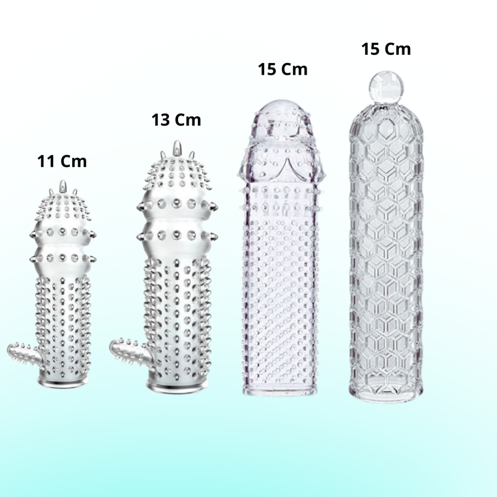 Capa Peniana Extensora Em Silicone Com Estimulador Vários Tamanhos
