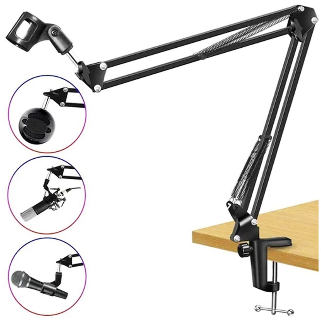 Braço Suporte Pedestal De Mesa Articulado Para Microfones
