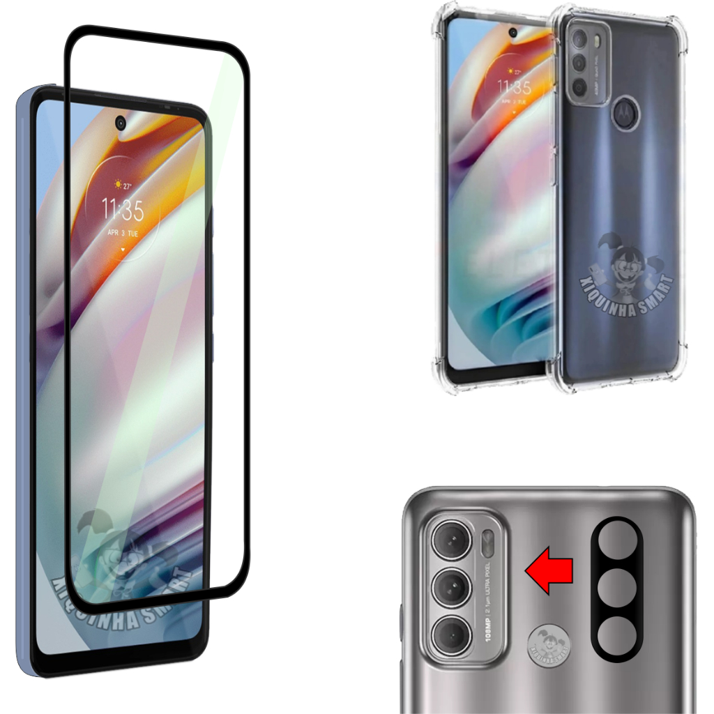 kit Para Moto G60 | Película Cerâmica 9D I Película da Câmera 3D I Case Capinha