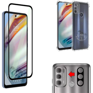 kit Para Moto G60 | Película Cerâmica 9D I Película da Câmera 3D I Case Capinha