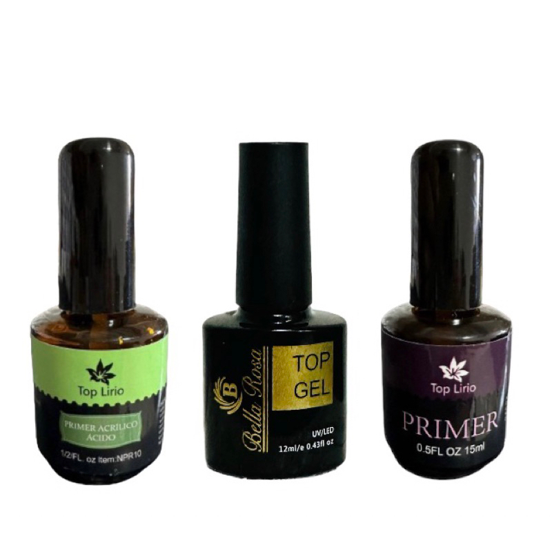 Kit Top Base + Primer Ácido Lírio + Primer Não Ácido Melhor Kit De Top