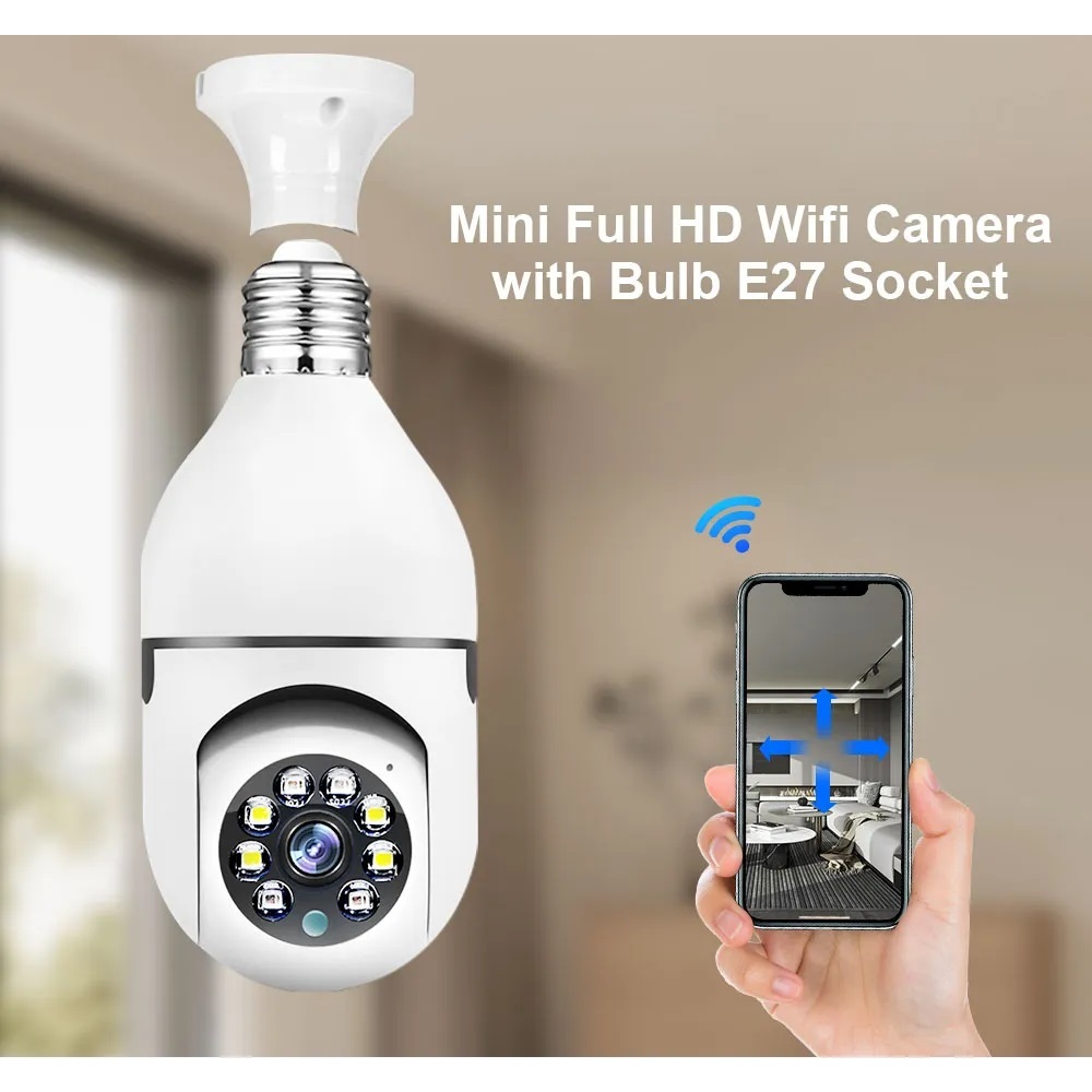 Câmera segurança wifi ip sem fio 360 com encaixe lampada bocal aplicativo yoosee ptz full HD visão noturna - bivolt