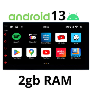 Central Multimidia Android 13 Universal 2din 7 Pol Wifi App Waze Youtube Spotify