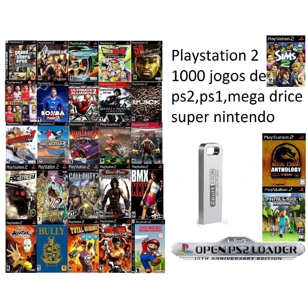 Pen drive 128gb com jogos playstation 2 para OPL | Shopee Brasil