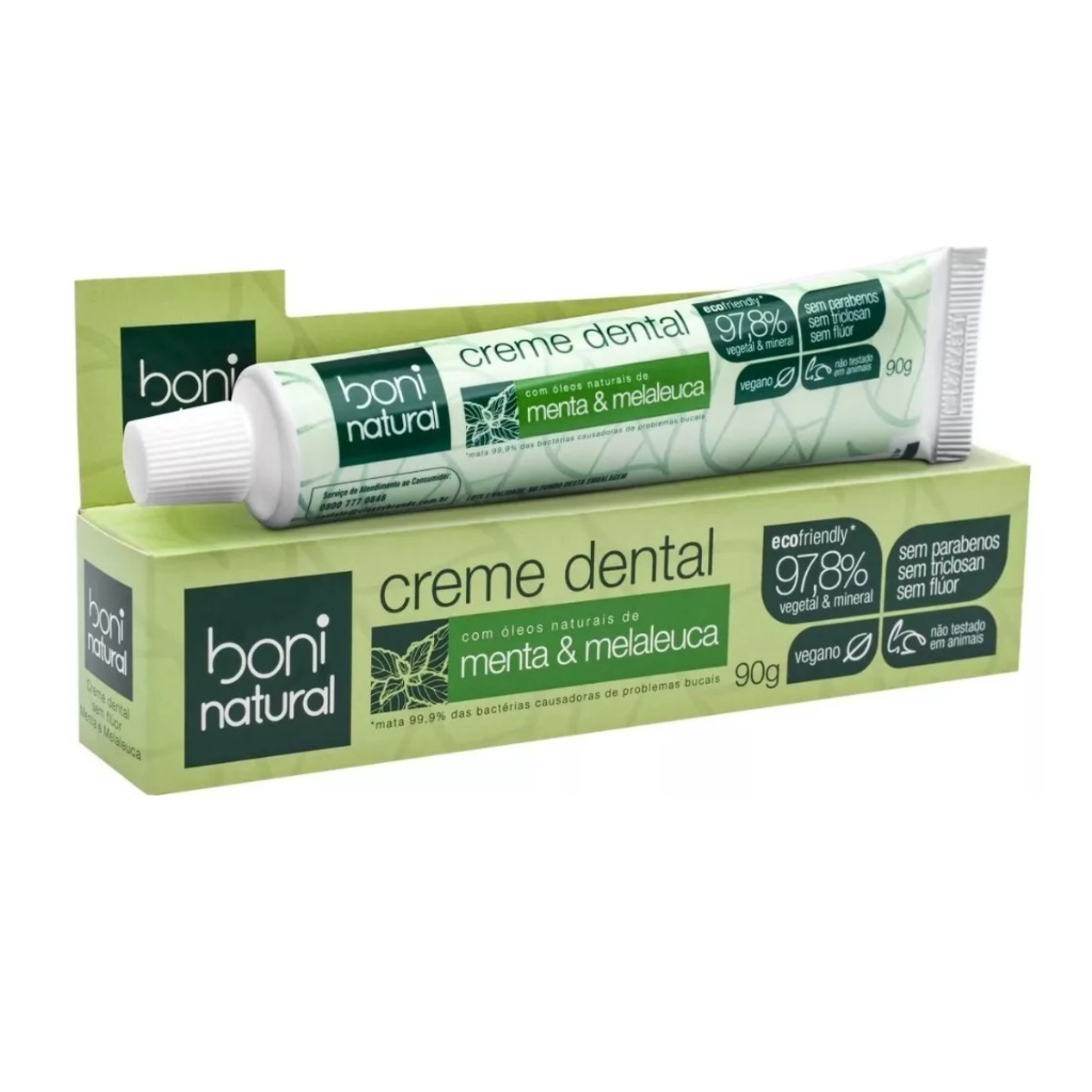 Pasta De Dente Boni Natural Menta E Melaleuca Creme 90g