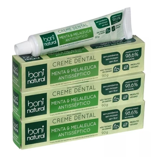 kit 3 CREME DENTAL BONI NATURAL MENTA E MALALEUCA 90G
