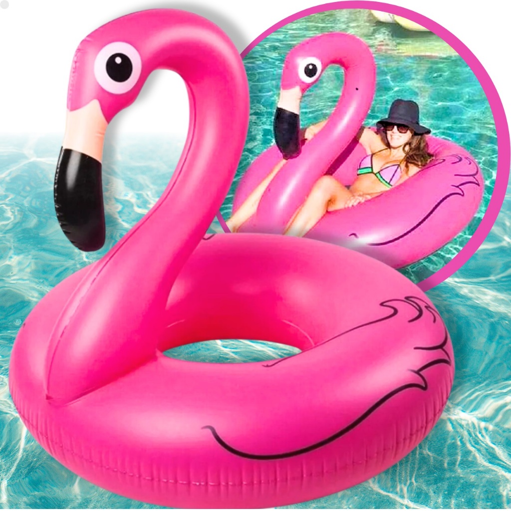 Boia inflável Flamingo Grande 90 e 120cm Para Piscina, Praia e Festas - Criança e Adulto até 100kg Super Resistente - Envio Imediato