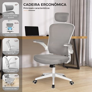 cadeira de ergonomica escritorio（Cinza）