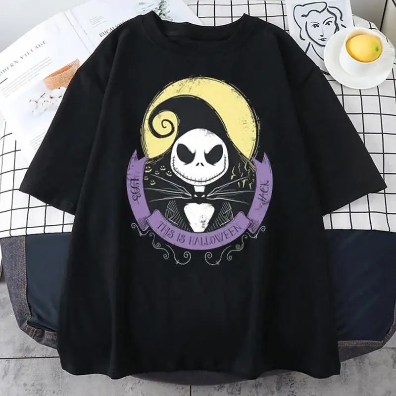 Camiseta Básica Algodão Feminina This Is Halloween Jack Smile