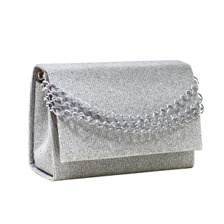 Bolsa De Mão Clutch Feminina Com Brilho Preto CM Shoes Alça De Corrente