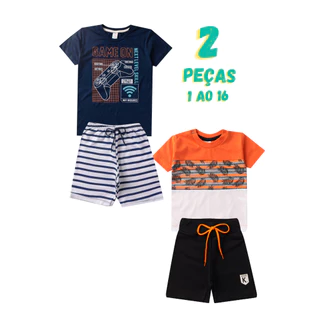 2 PEÇAS Conjunto Menino Infantil Juvenil MENINO Verão 1 ao 16