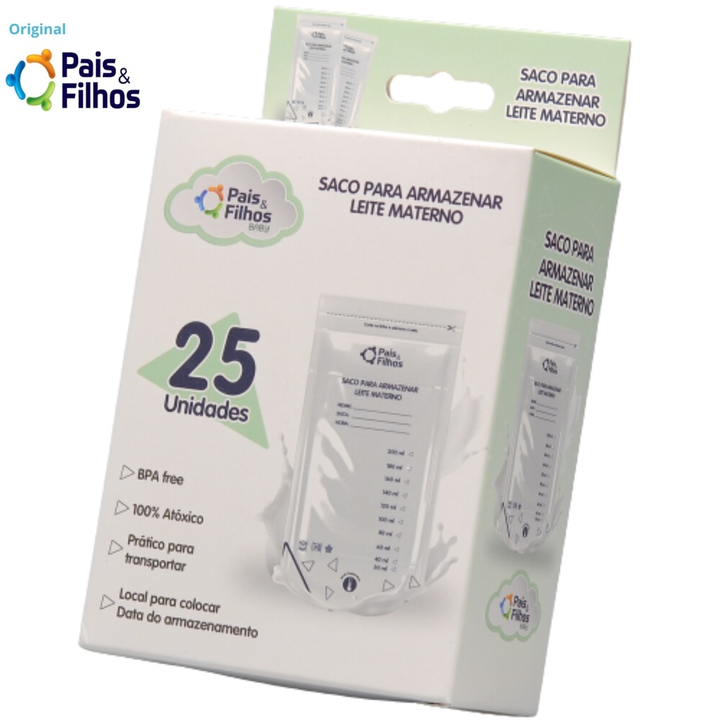 Saco para Armazenar Leite Materno 200ml - 25 unidades (PAIS E FILHOS ...