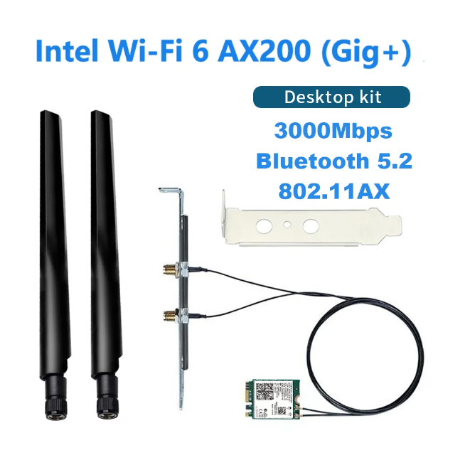 Intel AX200 Wi-fi + Bluetooth Desktop Kit | Shopee Brasil
