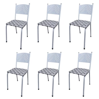 Kit 6 Cadeiras para Cozinha Jantar Metal Tubular Almofadada
