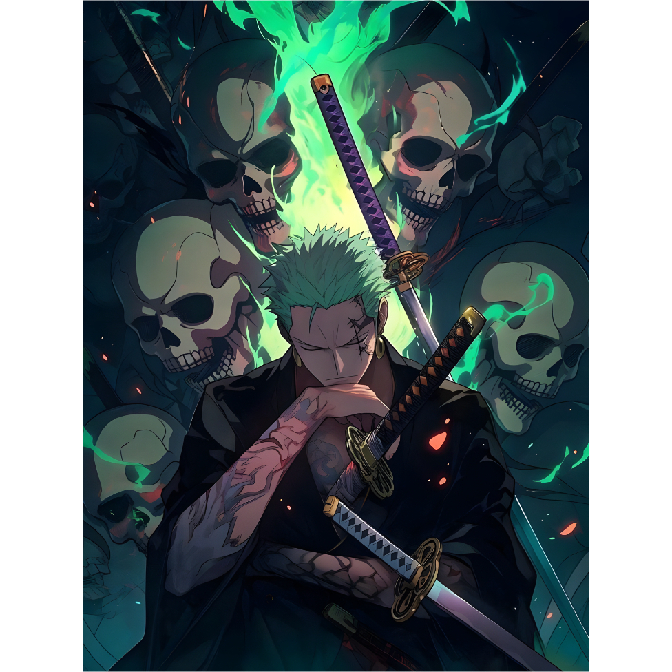 ZORO (ONE PIECE) - Quadro decorativo em Mdf - Medidas 20x29 cm - Anime