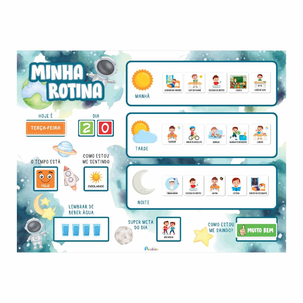 Quadro Minha Rotina Diária Educativo Infantil Feito Em Manta Magnética