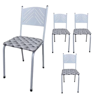Kit 4 Cadeiras para Cozinha Jantar Metal Tubular Almofadada