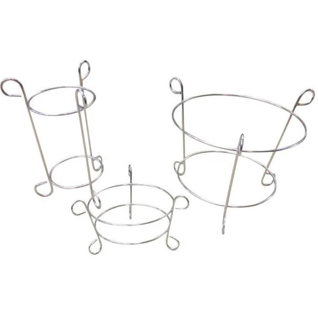 Suporte para Kit Pia 3 Peças Aramado Alumínio Polido Lixeira Porta Sabão e Detergente Tamanho Padrão para Plástico e Alumínio