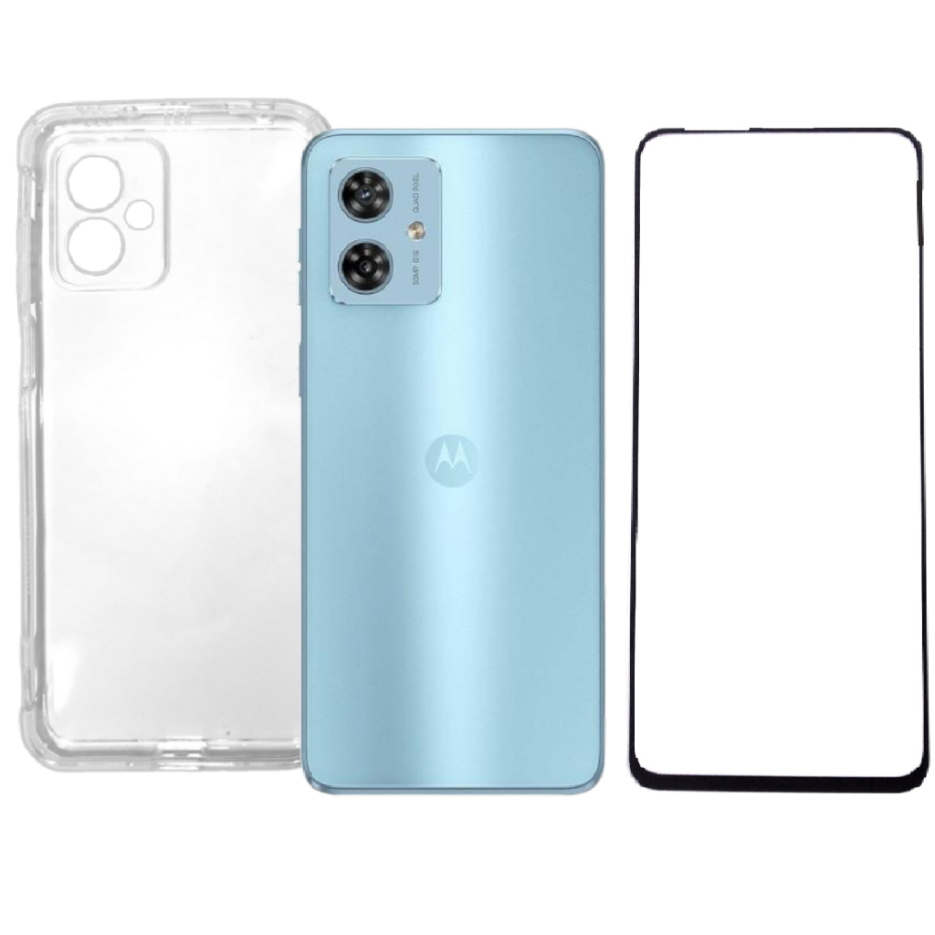 Capa Capinha Case Para Moto G54-5G Transparente Anti-Shock + Película 3D