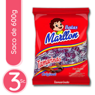 Bala Marllon Tamarindo Dura Original - 3 Sacos De 600g