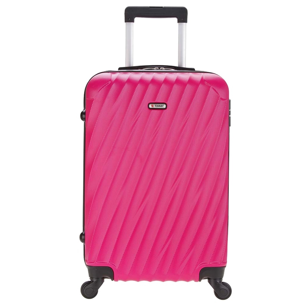 Mala de Bordo 10KG Magenta Pink Rosa La Onda ABS Com Rodas 360 ° Bolso Interno Cadeado Acoplado Avião Anac Tonin