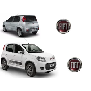 Kit De Emblemas Uno Vivace Grade e Mala Fiat Vermelho