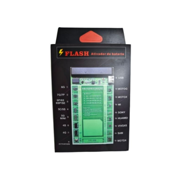 Flash Ativador de Bateria 6G, 7G/7P, 6P/6S/6SP/SE, 5C/5S, 5G mini, 4S, 4G, MotoG, MotoX, Mi, Sony, Huawei, VivoX5, Samsung, MotoX