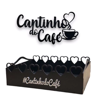 Kit Bandeja Café Com Aplique Cantinho do Café Para Cozinha Decoração