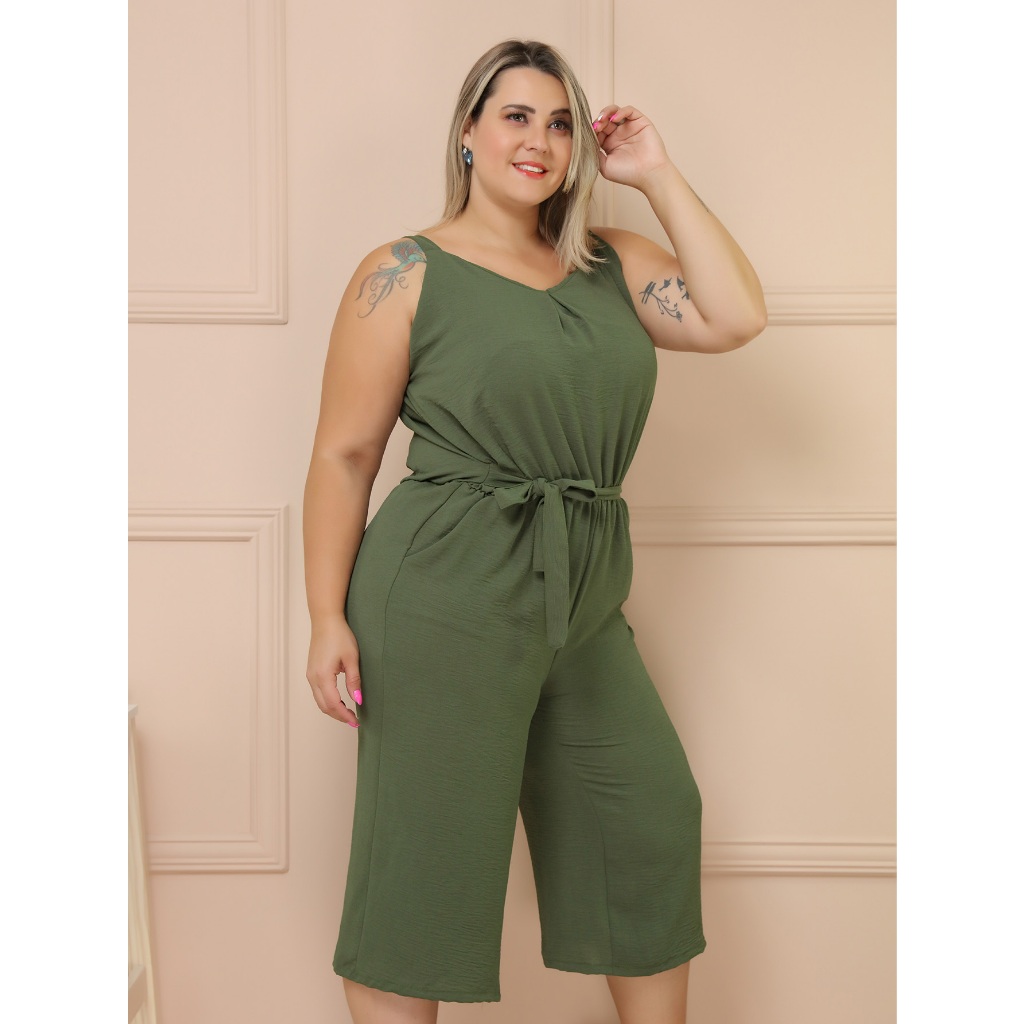 Macacão Pantalona Para Gorda Macacão Plus Size Gordinha Pantalona  Macaquinho Moda Verao