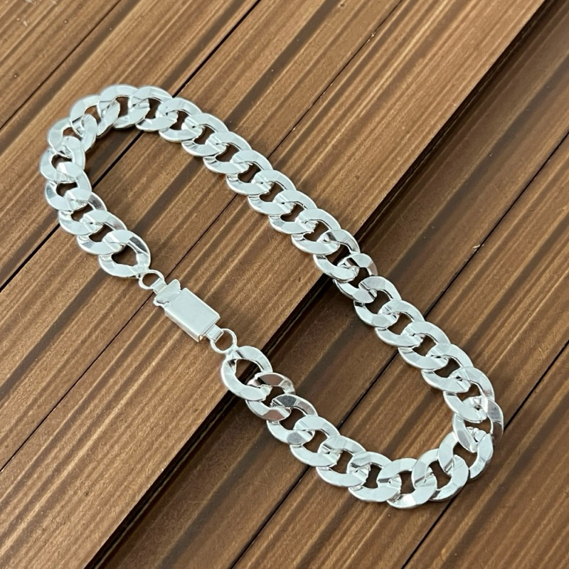 Pulseira Masculina prata grossa 8mm banhado a prata 925 | Shopee Brasil