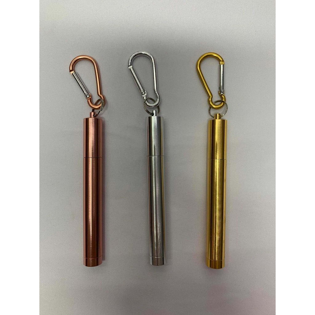Canudo Retrátil Reutilizável Inox + 1 Escova Retrátil