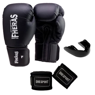 Kit Luva de Muay Thai Boxe Fheras + Bucal + Bandagem 2,5m Proteção Para Treinos