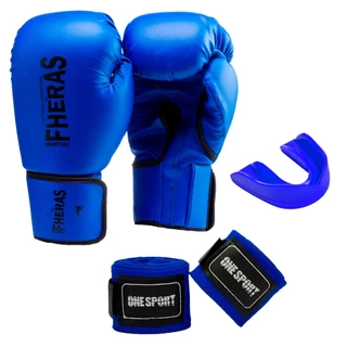 Kit Muay Thai Boxe Kickboxing Luva Fheras + Bandagem 2,5m + Protetor Bucal