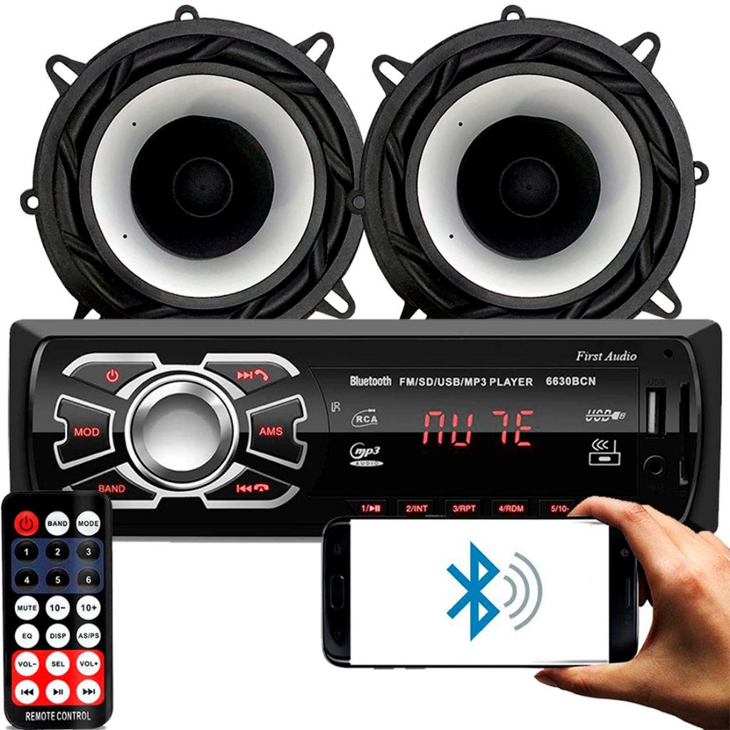 Som Carro Radio Mp3 Bluetooth Usb Alto Falantes 5 Polegadas
