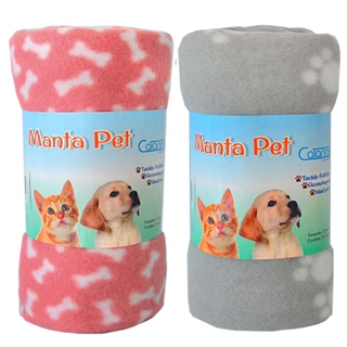 Kit Com 02 Mantas Pet Soft Grande Estampada 70x100cm Fofinha Ref. Pet001 para Cachorro e Gato