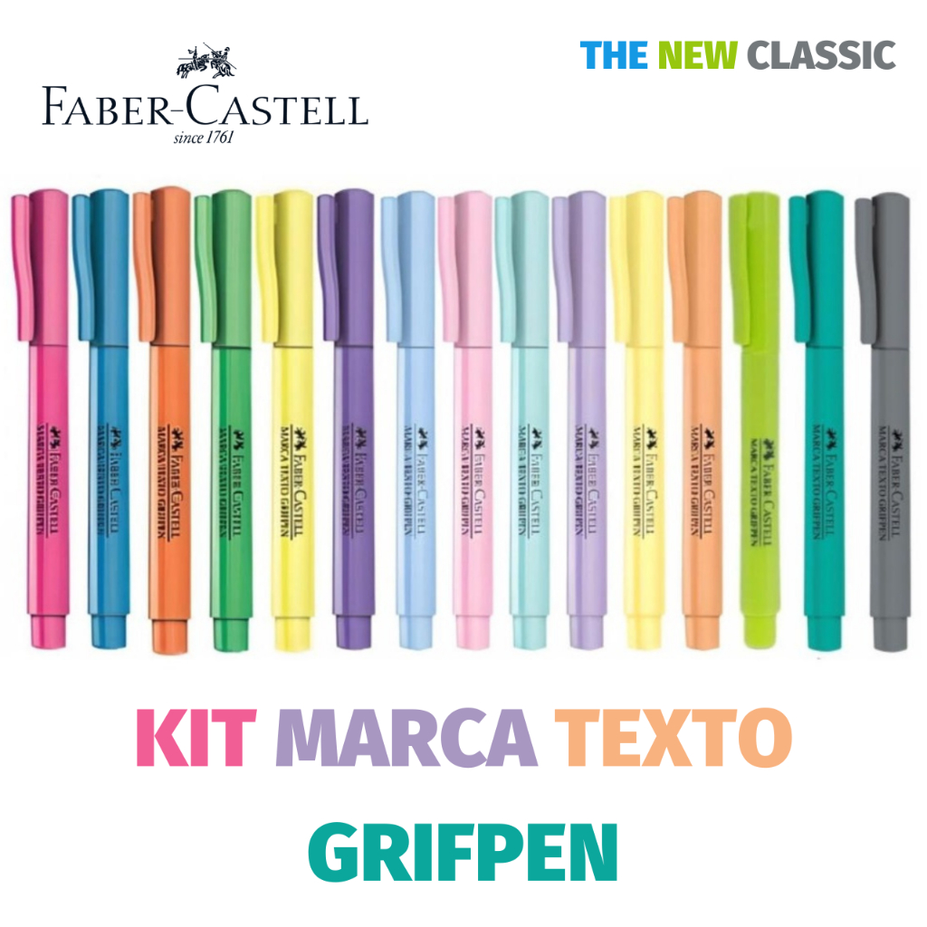 Kit Marca Texto Faber Castell Tons Pastel e Neon Grifpen - Coleção Completa